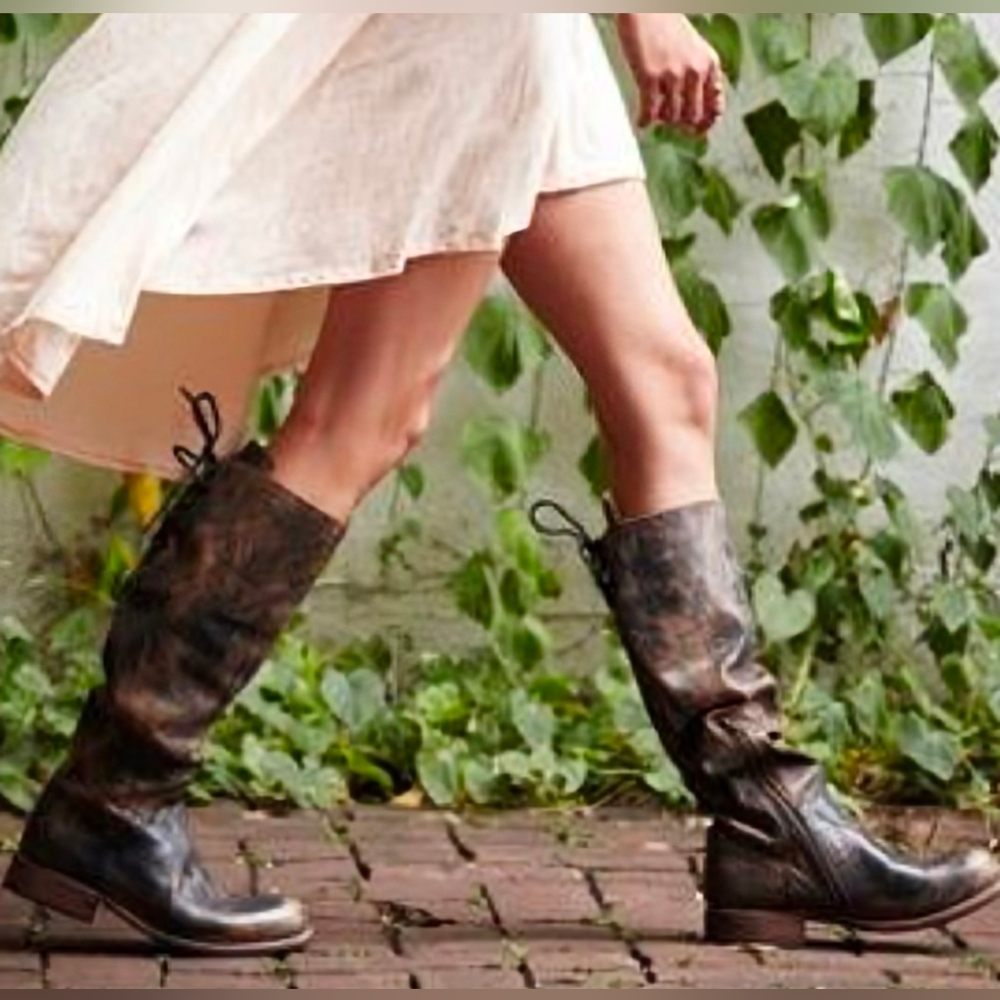 Bed Stu Distressed Brown Leather Knee Boots